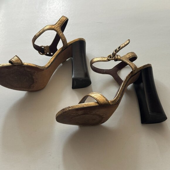 Marc Jacobs Gold High Heel Sandals Size 39.5 Fits 8.5, 9, 9.5 - Picture 2 of 6